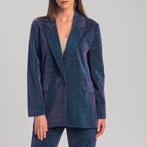 An'ge Hortense Metallic Shimmer Purple Blazer Jacket Womens Size Large